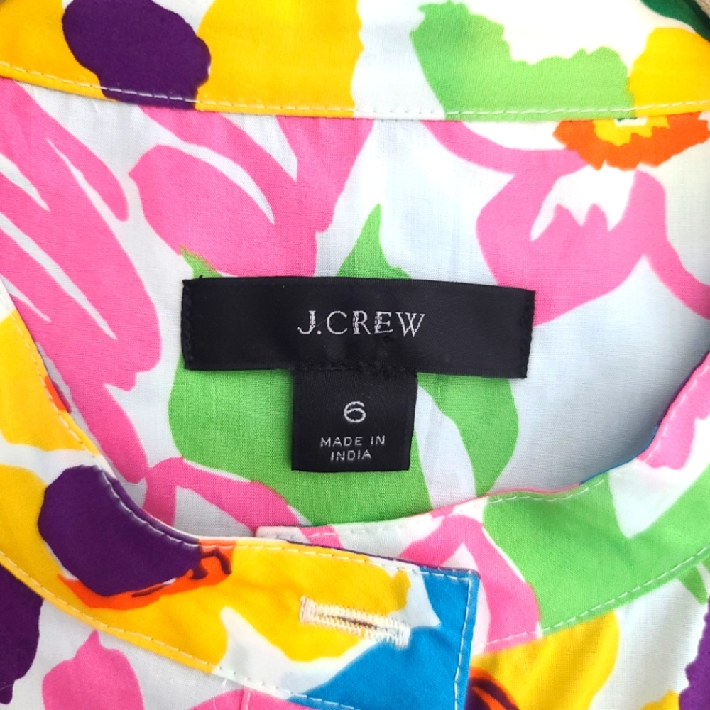 J. Crew Puff Sleeve Dress in Vibrant Garden Print Size 6 - Picture 6 of 11